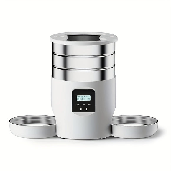 4.5L/0.98Gal Large Capacity Stainless Steel Smart Pet Feeder with Recording USB Powered, Automatic Cat Feeder for Dogs, Easy-to-Use Digital Display & Keep Food Fresh, Durable & Easy-Clean Design, Dog Food Automatic, Modern Kitchenware, Highquality Constru