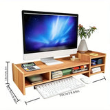 NNETM Elevate your workspace with this stylish wooden monitor stand
