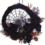 NNETM Halloween Wreath Decoration with Spider Web
