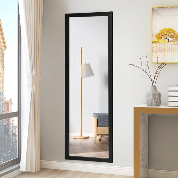 NNECW Wall Mounted Dressing Mirror with Hanging Hooks for Bedroom Black