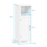 NNECW Adjustable Floor Storage Cabinet with Single Door for Bathroom-White