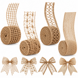 4-Roll Natural Hemp Rope Lace Net Ribbon 1.97-Inch