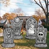 NNETM 2D Halloween Tombstone Yard Decorations (Set of 4)