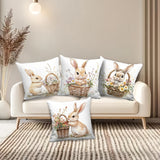 NNETM 4pcs Multicolor Easter Bunny Floral Cushion Covers