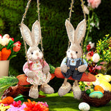 NNETM 2pcs Easter Hanging Rabbit Statue with Carrot Swing