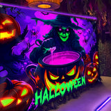 NNETM Witch and Pumpkin Glow-in-the-Dark Halloween Tapestry