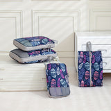 NNETM Feather Print Travel Compression Bag Set Organizer