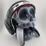 NNETM Skull Head Gaming Stand Dual Controller Headset Holder