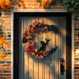 NNETM Gothic Halloween Wreath Witch Cat Moon Decor