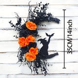 NNETM Halloween Witch Cat Moon Wreath Door Decor