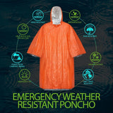 NNETM 4-Pack Emergency Waterproof Rain Ponchos with Hood