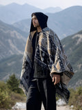 NNETM Western Cowboy Hooded Shawl Coat