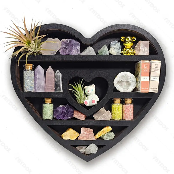 NNETM Two hearts intertwine in this beautifully crafted crystal wood shelf