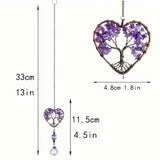Purple Amethyst Sun Catcher Crystal Tree of Life Rainbow Maker Drops