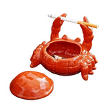 Red Ceramic Crab Ashtray with Claw Design