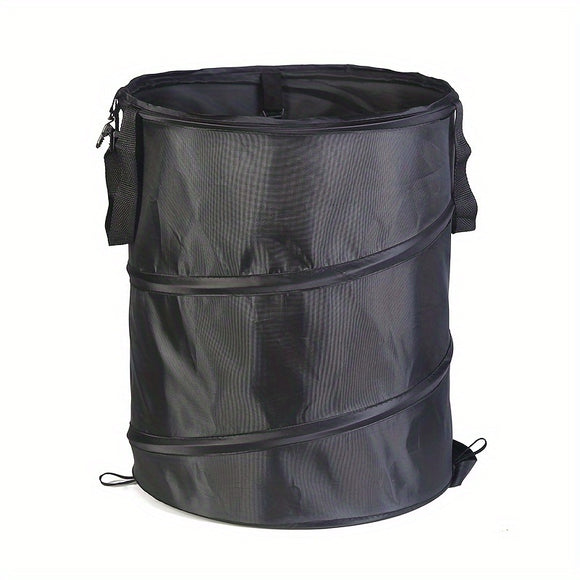 NNETM Black Portable Foldable Trash Can with Carry Handle
