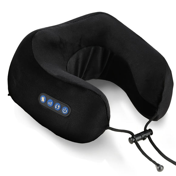 NNETM U-Shaped Heated Neck Massager Pillow - USB Rechargeable(Black)