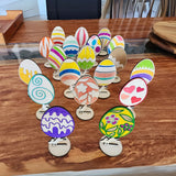 NNETM 18-Piece Wooden Easter Egg DIY Decoration Set