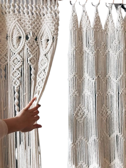 NNEOBA Boho Bliss: Hand-Woven Cotton Door Curtain Tapestry for Artistic Decor