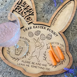 NNETM Easter Bunny Wooden Tray Centerpiece Rustic Decor
