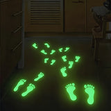 8pcs (4 Pairs) Green Luminous Footprint Wall Stickers, Suitable for Haunted Houses, Bedrooms, Living Rooms, Corridors and Wall Decoration; Self-adhesive, 2D Flat Design, 2D Flat