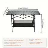 NNETM Heavy-Duty Folding Camping Table – Portable Roll-Up Table with Carry Bag (94.59×54.99×70.1cm)