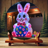 NNETM Inflatable Easter Bunny on Polka-Dot Egg Decoration