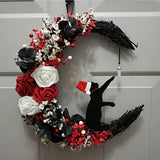 NNETM Gothic Black Cat Victorian Wreath Door Hanging