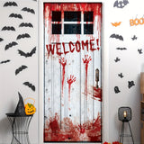 182 X 72Cm Door Sticker Garage Sticker, Welcome Bloody Hand Design, Halloween Decoration Party Decor