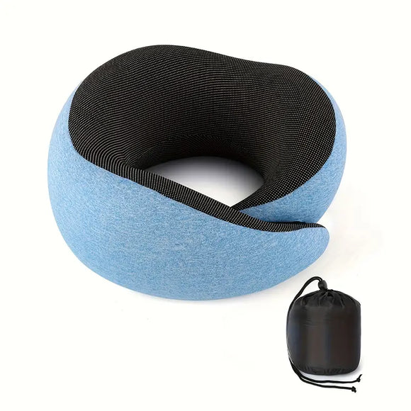 NNETM All-Season Travel Pillow - Pure Memory Foam Neck Pillow - Grey+Blue