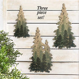 NNETM Rustic Charm: Set of Three Wooden Christmas Tree Wall Ornaments
