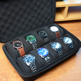 8-Slot Hard Shell Watch Storage Case – Portable Travel Organizer for Watches & Jewelry