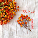 100 Count 6.5CM Autumn Artificial Berry Branches with Hand-Twisted Stems