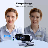 NNEOBA 1080P HD Webcam Dual Mics Auto Light Correction Black