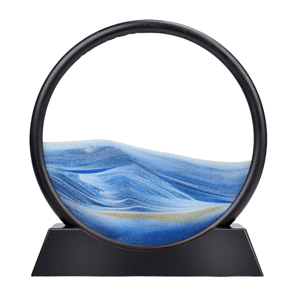 NNEOBA Moving Sand Art Picture Round Glass 3D Hourglass Deep Sea Sandscape In Motion Display Flowing Sand Frame 7/12inch For home Decor