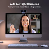NNEOBA 1080P HD Webcam Dual Mics Auto Light Correction Black