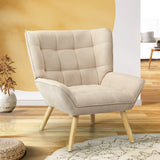 NNEED Armchair Fabric Upholstered Tub Chair Beige