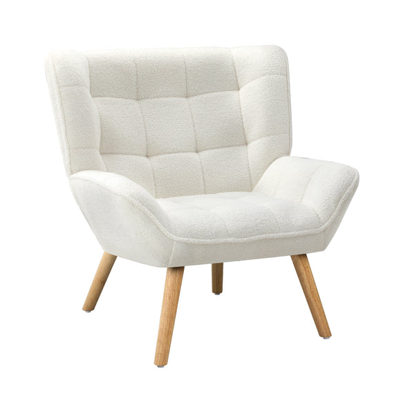 NNEED Armchair Sofa Lounge Sherpa Upholstered White