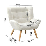NNEED Armchair Sofa Lounge Sherpa Upholstered White