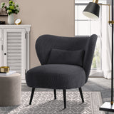 NNEED Lounge Chair with Lumbar Pillow Wingback Velvet Charcoal