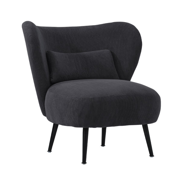 NNEED Lounge Chair with Lumbar Pillow Wingback Velvet Charcoal