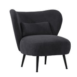 NNEED Lounge Chair with Lumbar Pillow Wingback Velvet Charcoal