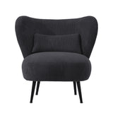 NNEED Lounge Chair with Lumbar Pillow Wingback Velvet Charcoal