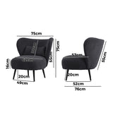 NNEED Lounge Chair with Lumbar Pillow Wingback Velvet Charcoal