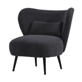 NNEED Lounge Chair with Lumbar Pillow Wingback Velvet Charcoal