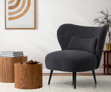 NNEED Lounge Chair with Lumbar Pillow Wingback Velvet Charcoal