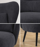 NNEED Lounge Chair with Lumbar Pillow Wingback Velvet Charcoal