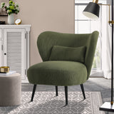 NNEED Lounge Chair with Lumbar Pillow Wingback Velvet Green
