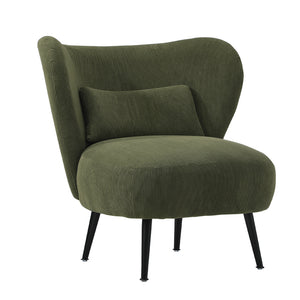 NNEED Lounge Chair with Lumbar Pillow Wingback Velvet Green