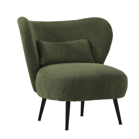 NNEED Lounge Chair with Lumbar Pillow Wingback Velvet Green